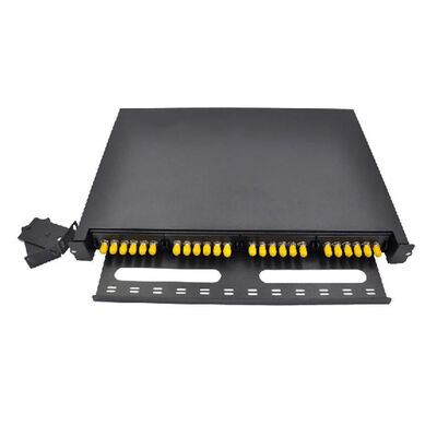 Качественный  Black ODF Patch Panel Simplex 24F 24 Port ST Fiber Patch Panel Face Plate 6 Slot фабрика
