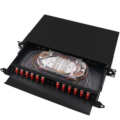 Черный пульт временных соединительных кабелей ODF 24Core коробки FC прекращения волокна держателя шкафа